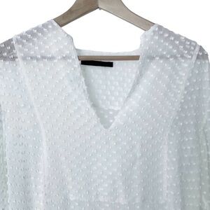 JENNI KAYNE Silk & Cotton Sheer Dotted Cover Up Tunic Shirt- EUC